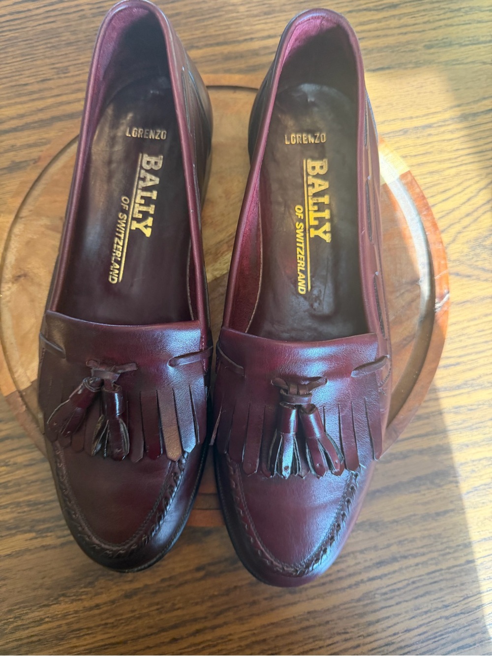 Vintage Bally men’s Burgundy Leather Tassel Fringe Loafers